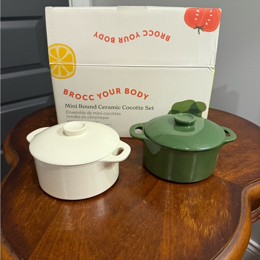 Brocc your Body Ceramic Cocotte Set - Green and Cream